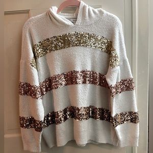 Nine West Sequin Hooded Sweater - Women XL